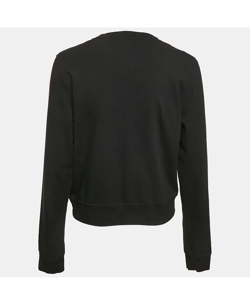 Pre-Owned Love Moschino Women's Black Cotton Knit Applique Sweatshirt