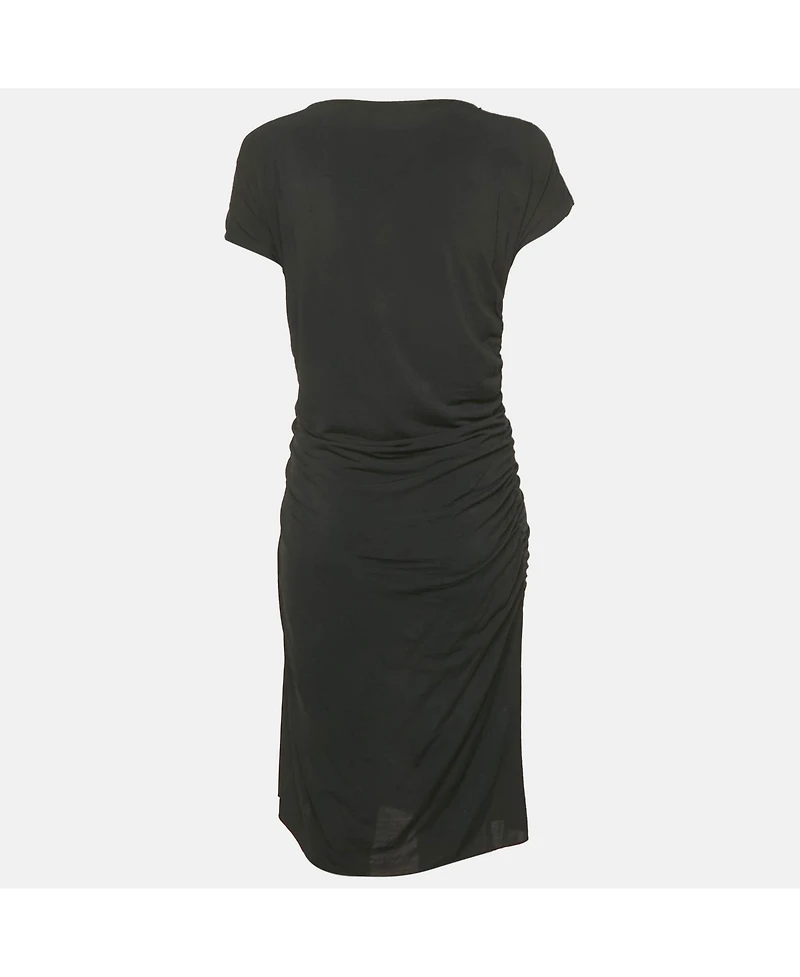 Pre-Owned Roberto Cavalli Women's Black Jersey Embellished Ruche Jersey Mini Dress