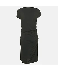 Pre-Owned Roberto Cavalli Women's Black Jersey Embellished Ruche Jersey Mini Dress