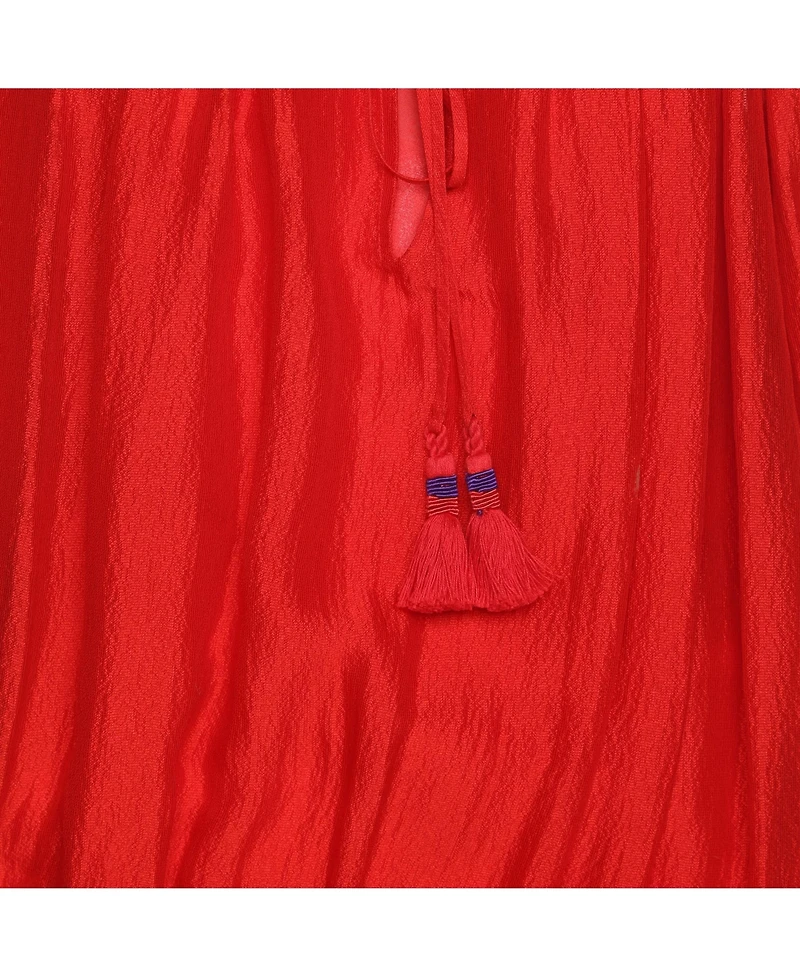 Pre-Owned Roberto Cavalli Women's Red Silk And Lace Trim Mini Dress