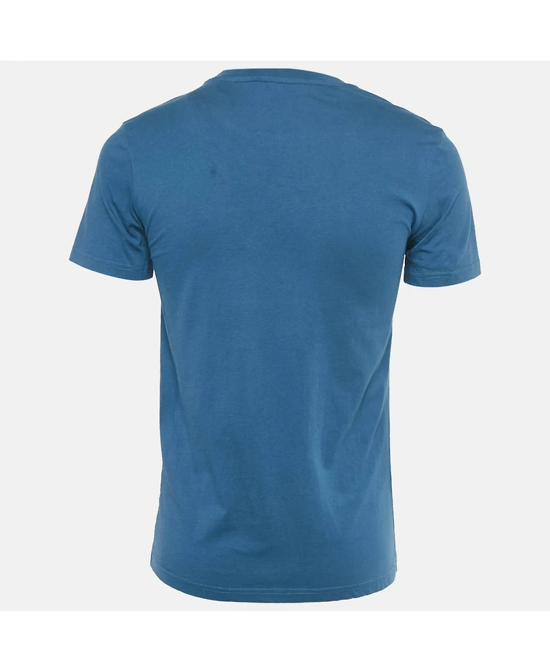 Pre-Owned Moschino Men's Couture Blue Logo Print Cotton Crew Neck T-Shirt