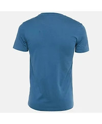 Pre-Owned Moschino Men's Couture Blue Logo Print Cotton Crew Neck T-Shirt