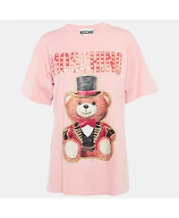Pre-Owned Moschino Women's Couture Glitter Teddy Applique Cotton T-Shirt