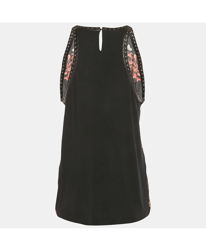 Pre-Owned Roberto Cavalli Women's Beige Cotton And Modal Faux Feather Detail T-Shirt