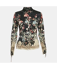 Pre-Owned Roberto Cavalli Women's Black Printed Silk Shirt