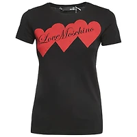 Pre-Owned Love Moschino Women's Logo Print Cotton Short Sleeve Slim Fit T-Shirt