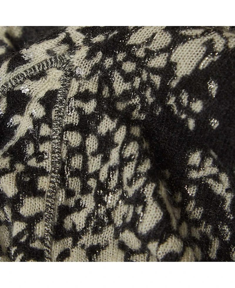Pre-Owned Zadig & Voltaire Women's Pre-Owned Zadig and Voltaire Black/white Abstract Print Cashmere Buttoned Cardigan