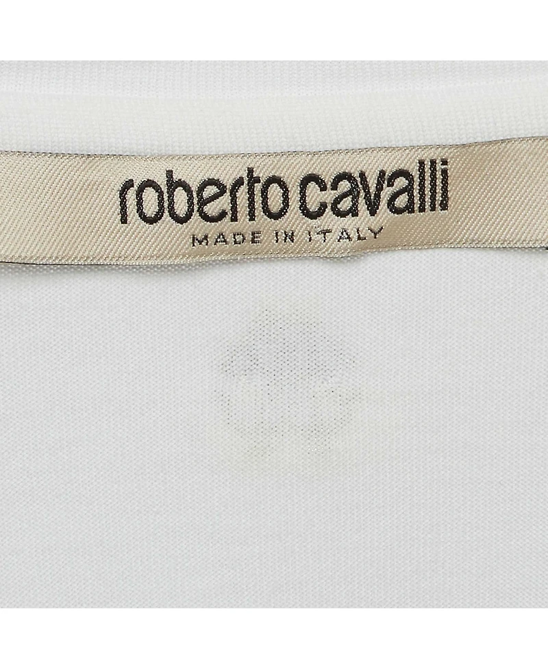 Pre-Owned Roberto Cavalli Women's White Crystal Embellished Knit Top