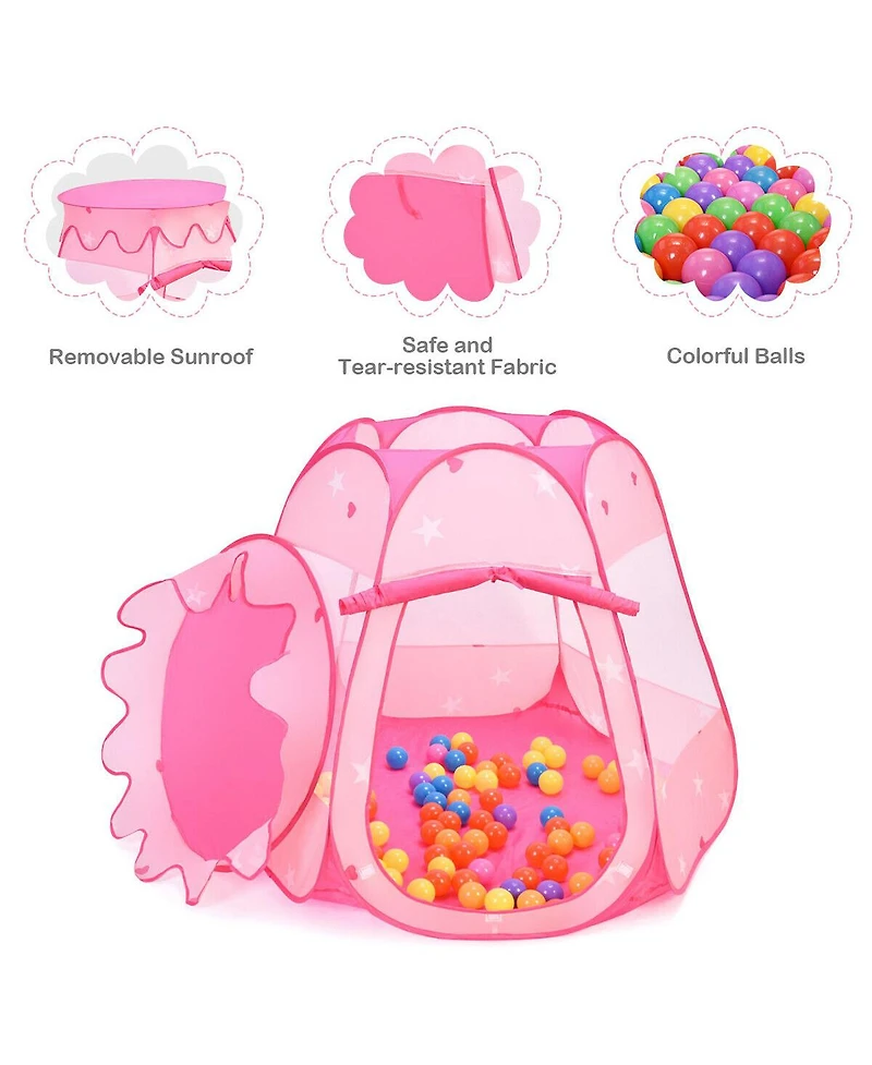 Skonyon Pink Portable Kid Play House Play Tent with 100 Balls