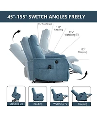 sumyeg Chenille Single Motor Power Lift Recliner Chair with Massage and Heavy Duty Motion Mechanism One Usb for Charging