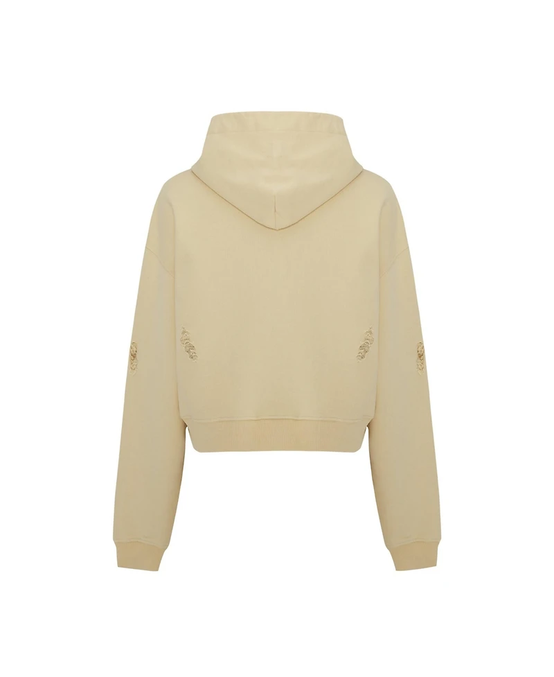 Pcfg Women's Cotton Destroyed Zip-Up Hoodie
