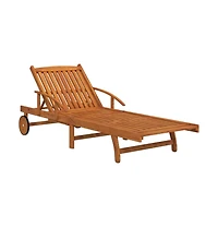 vidaXL Sunlounger With Table Wood Grain Solid Acacia wood Large Foldable