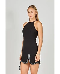 endless rose Women's Jewel Scalloped Mini Dress