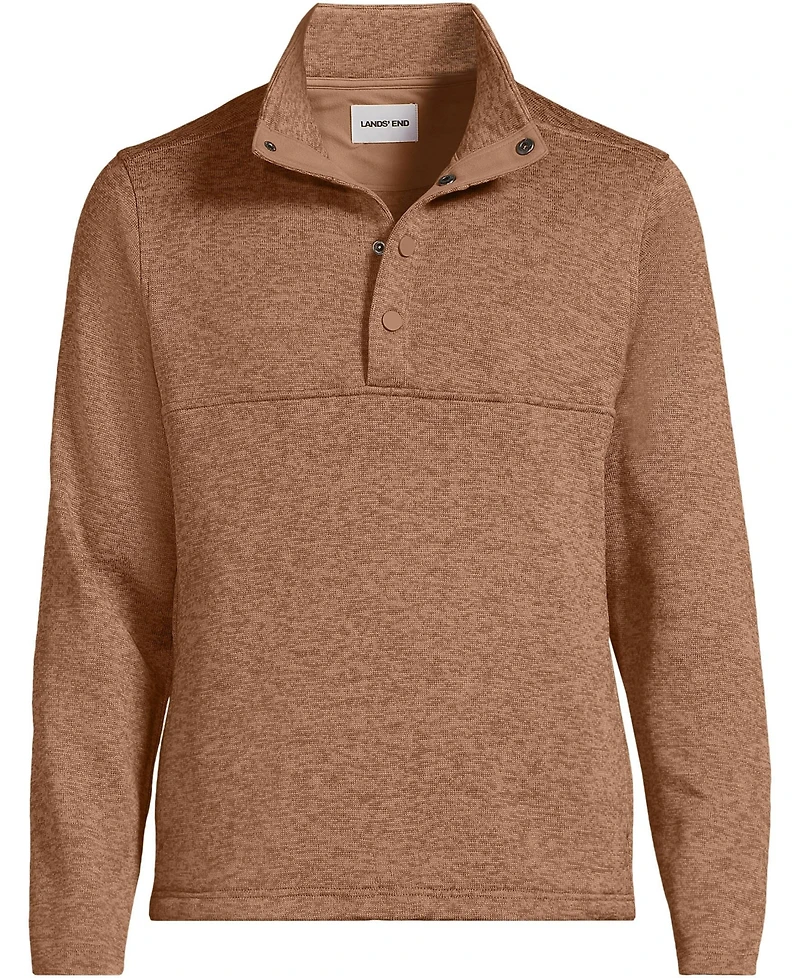 Lands' End Men's Sweater Fleece Snap Neck Pullover Jacket