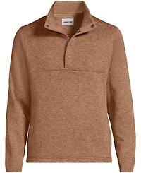 Lands' End Men's Sweater Fleece Snap Neck Pullover Jacket