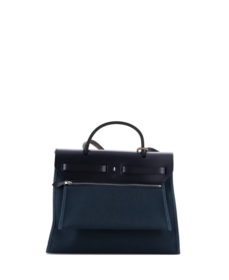 Pre-Owned Hermes 31 Herbag Zip Leather and Toile