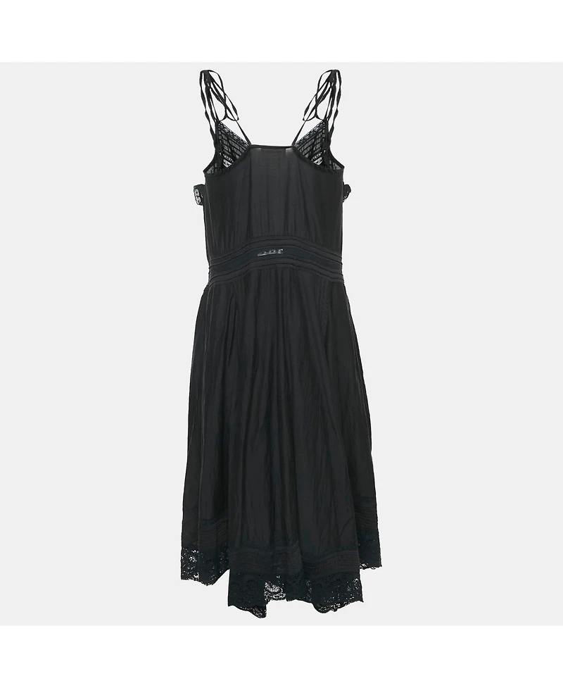 Pre-Owned Zadig & Voltaire Women's Black Lace Trim Rilli Cotton Asymmetric Midi Dress