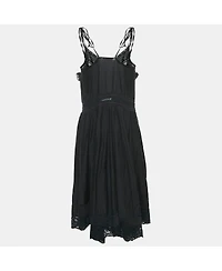 Pre-Owned Zadig & Voltaire Women's Black Lace Trim Rilli Cotton Asymmetric Midi Dress