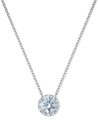 Arabella Cubic Zirconia Halo Pendant Necklace in Sterling Silver