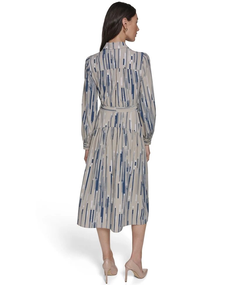 Calvin Klein Women's Balloon-Sleeve Printed Dress