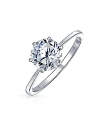 Bling Jewelry Round Solitaire 1.5CT Cz Cubic Zirconia 6-Prong Promise Ring 1MM Band Gold Plated .925 Sterling Silver