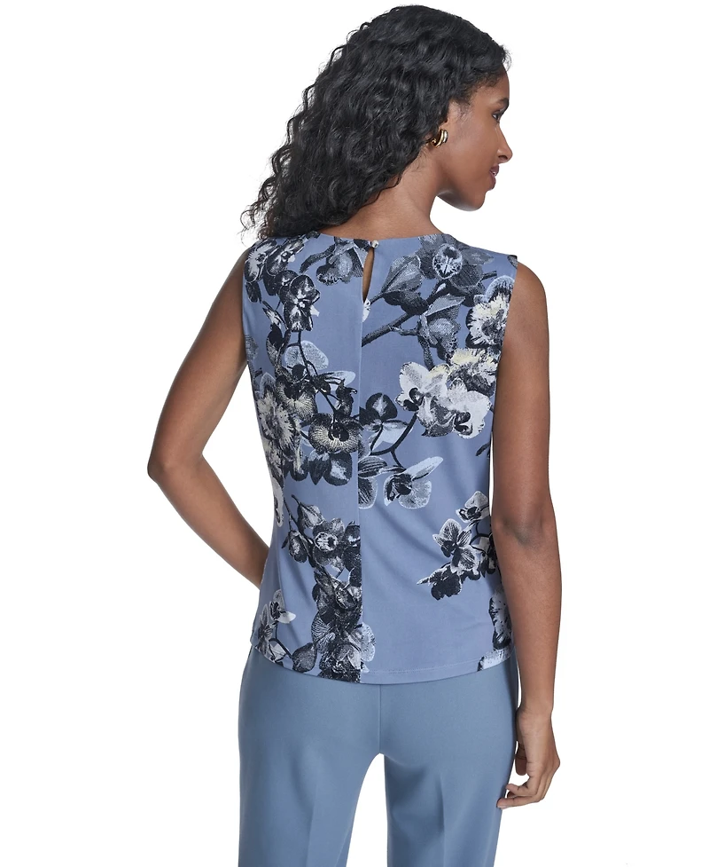 Calvin Klein Women's Printed Sleeveless Pleated Top