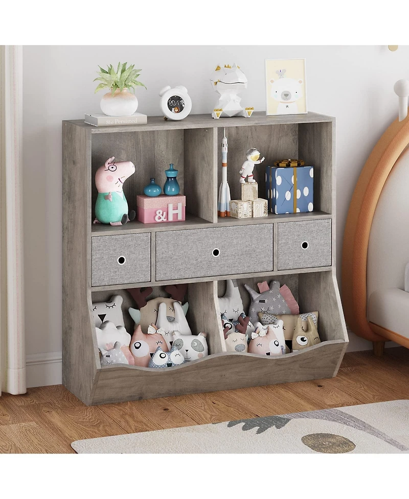 gaomon Kids Toy Storage Organizer, Bookshelf with 2 Bookshelfs