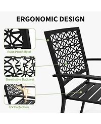 Gaomon 3 Piece Patio Bistro Set, Black Steel Outdoor Chairs and Table Set for 2, Small Modern Furniture