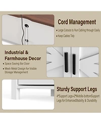 Gaomon Farmhouse Industrial Tv Stand for 55/60/65 Inch Tv - Sliding Barn Door