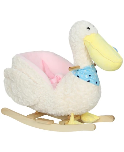 Qaba Pelican Baby Rocking Horse, Plush Stuffed Animal Rocker for Toddlers