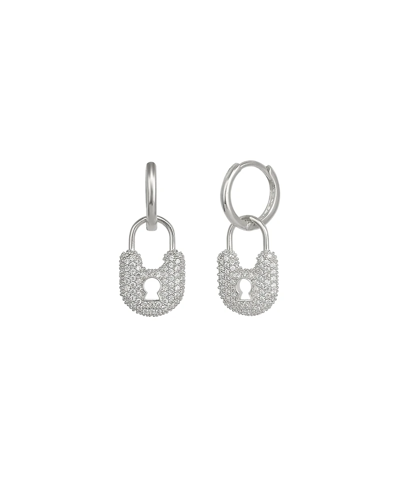 Spero London Lock Silver Hoop Sterling Silver Earring
