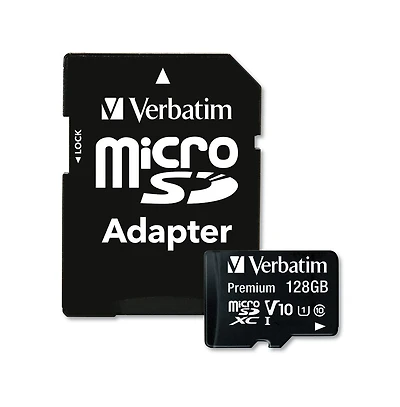 Verbatim 44085 Uhs-i V10 U1 Class 10 Up to 90 mb/s Read Speed 128 Gb Premium Microsdxc Memory Card with Adapter