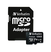 Verbatim 44085 Uhs-i V10 U1 Class 10 Up to 90 mb/s Read Speed 128 Gb Premium Microsdxc Memory Card with Adapter