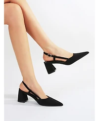 Berness Women's Carrington Faux Suede Slingback Block Heel Pumps