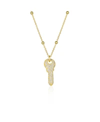 Spero London Key Pendant Necklace With Beaded Chain Sterling Silver