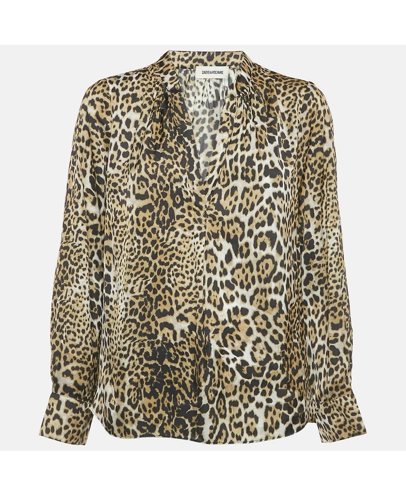 Pre-Owned Zadig & Voltaire Women's Brown Tink Leopard Print Satin Blouse