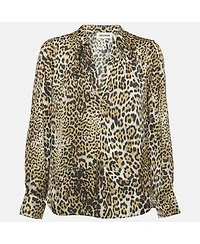 Pre-Owned Zadig & Voltaire Women's Brown Tink Leopard Print Satin Blouse