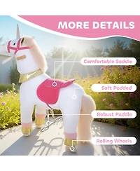 Qaba Ride on Unicorn Toy, Plush Baby Rocking Horse for Kids 3-5 Years