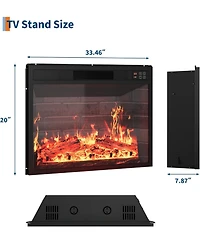 gaomon 23" Recessed & Wall Mounted Electric Fireplace, 12 Flame Colors, Timer, Remote Control, 750/1500W, Log & Crystal