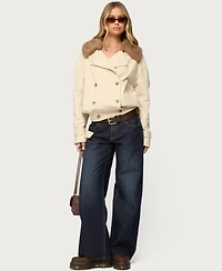 Edikted Women's Detachable Faux Fur Trench Coat