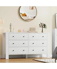 gaomon 6 Drawer Dresser for Bedroom, Wide Black Chest with Deep Drawers and Metal Knobs, Modern Storage for Hallway, Kids Room.