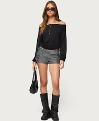 Edikted Women's Houston Faux Leather Cargo Shorts
