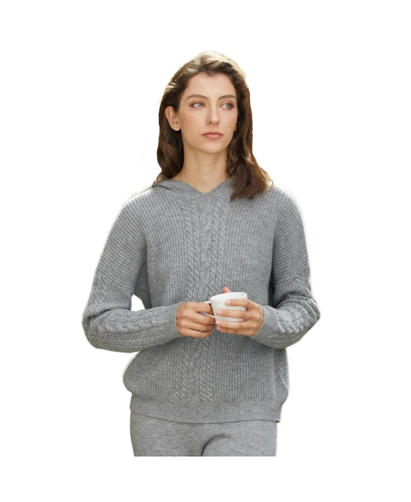 Bellemere New York Women's Single Cable Superfine Merino Pullover