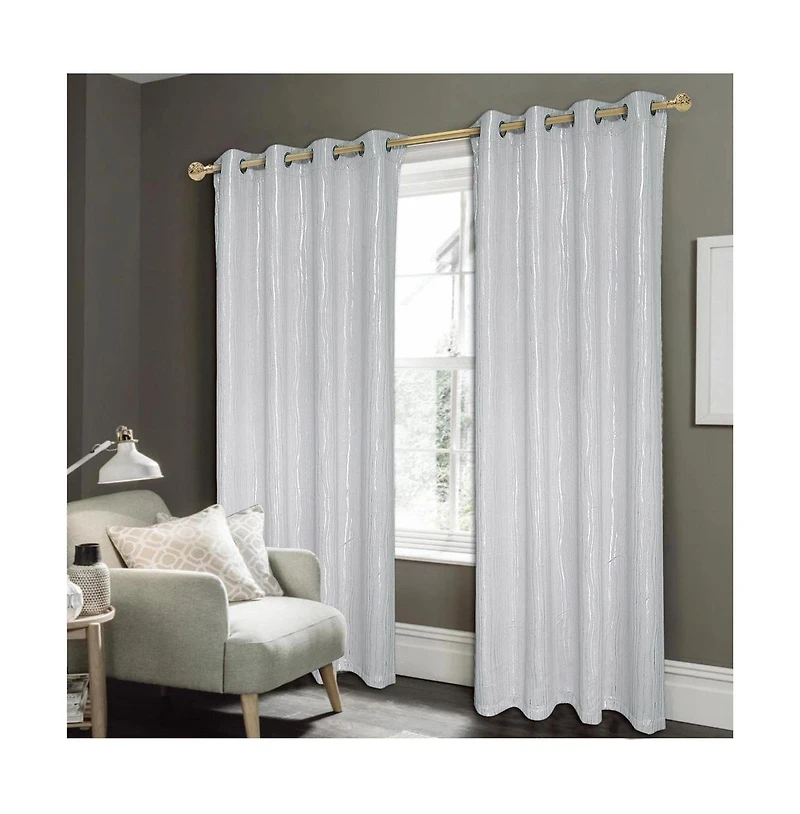 Rt Designers Collection Modern Iceland Metallic All Season Blackout Drapery Elegant Grommet Curtain Panel 54" X 84" Silver