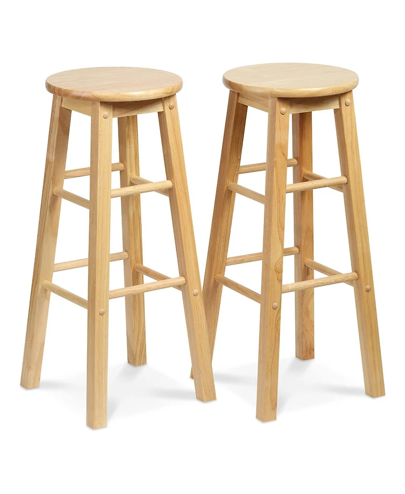 Pj Wood Classic Round-Seat 29 Inch Tall Kitchen Bar Stools, Natural, Set of 2