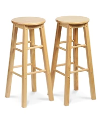 Pj Wood Classic Round-Seat 29 Inch Tall Kitchen Bar Stools, Natural, Set of 2