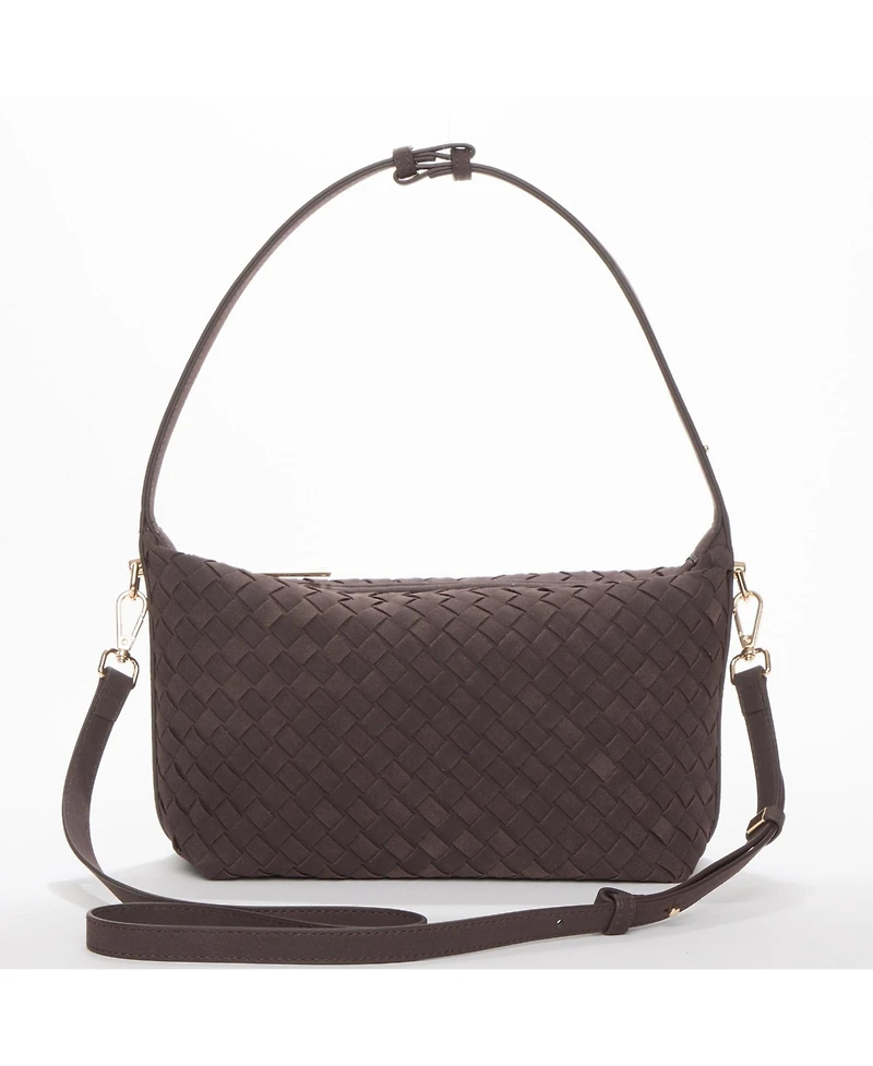 Susu Denva Denim Baguette Shoulder Bag for Women East West Handbag Buckle Detail Casual Chic Everyday Purse