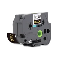 Brother P-Touch TZE354 0.94 in. x 26.2 ft. TZe Standard Adhesive Laminated Labeling Tape - Gold on Black