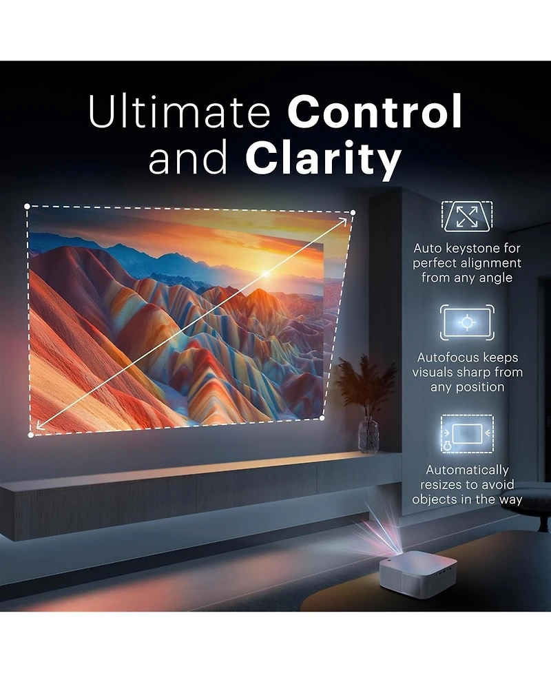 Kodak Flik X20 Smart Projector, 1080p Portable Projector with Google Tv Dongle Built-In (White)