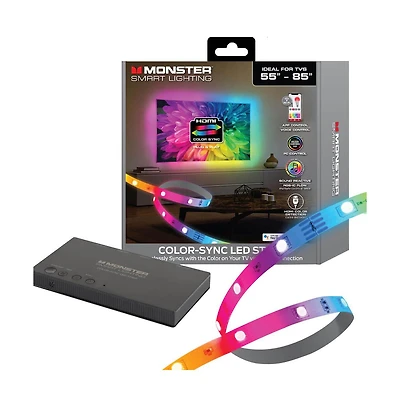 Monster Cable Smart Lighting Hdmi Color Sync Led Strip for TVs Up to 85 Inches